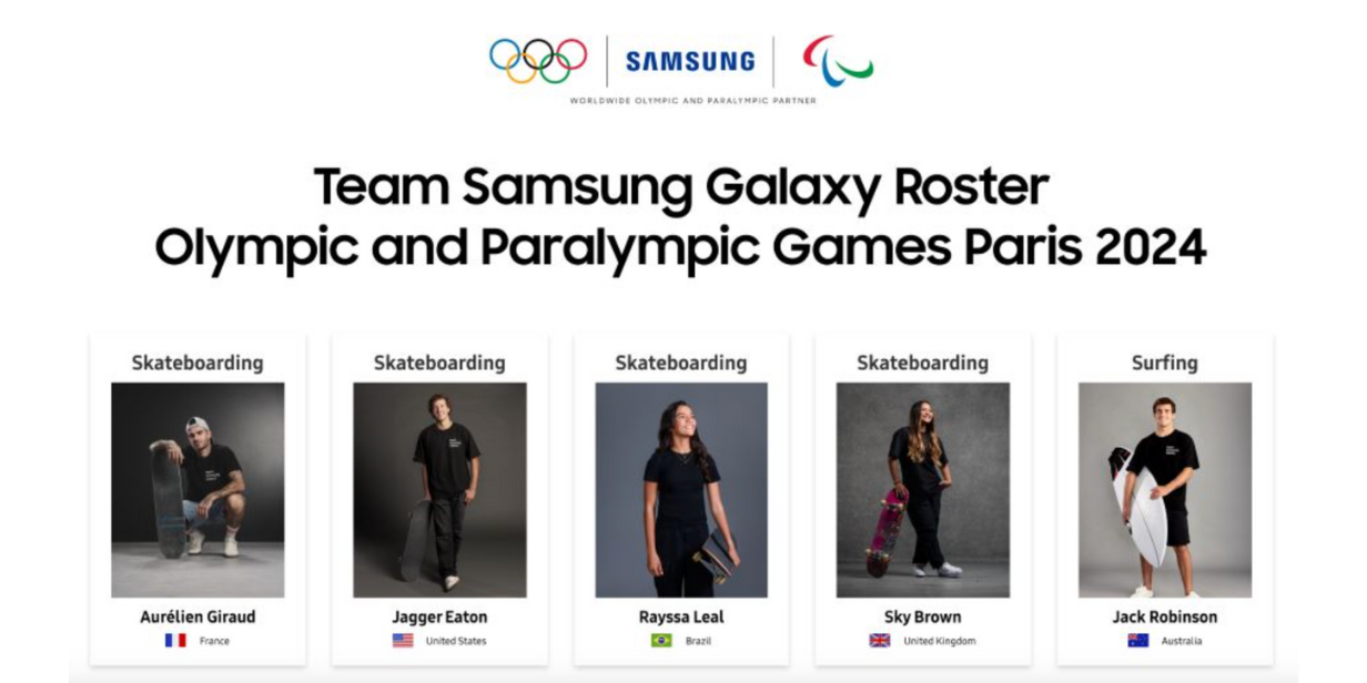 samsung apresenta time de 25 atletas para paris 2024, incluindo rayssa leal