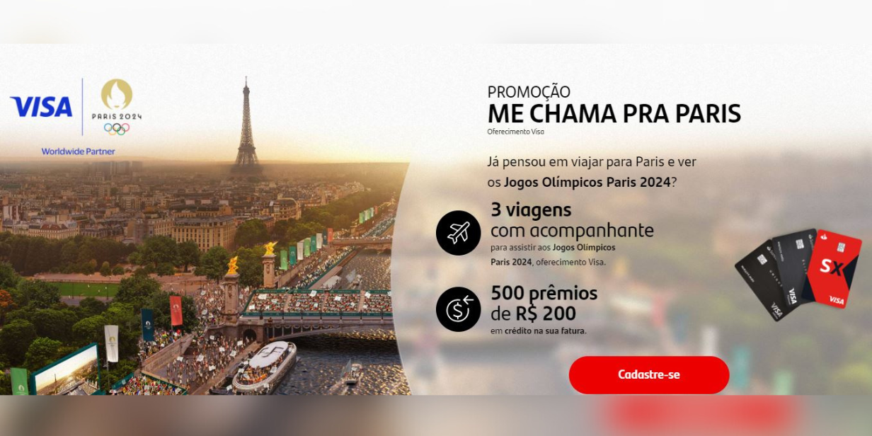 santander e visa sorteiam viagens para jogos de paris 2024 e créditos na fatura