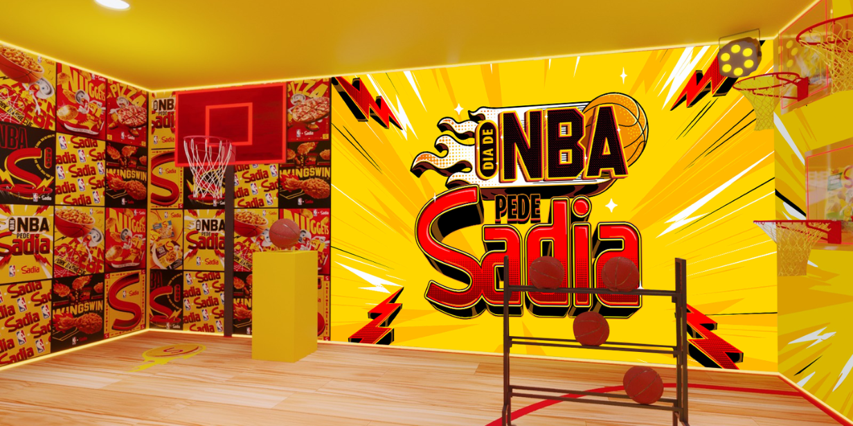 nba house tem ativação de patrocinadores com desafios, venda de produtos e brindes