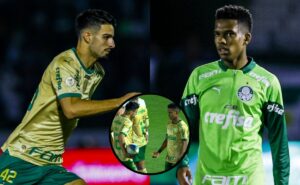 câmera flagra ‘discussão’ de estêvão e flaco lópez antes de pênalti em palmeiras x cuiabá; assista  
