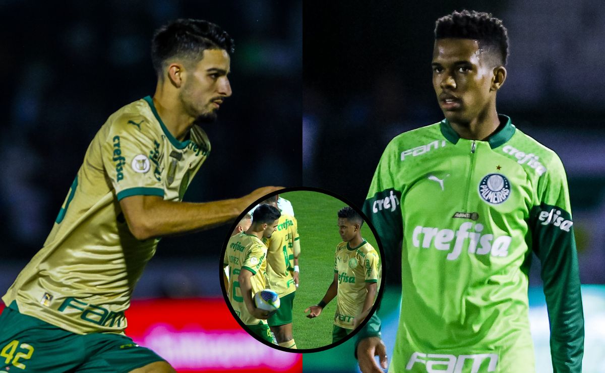 câmera flagra ‘discussão’ de estêvão e flaco lópez antes de pênalti em palmeiras x cuiabá; assista  