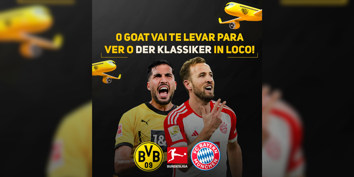 goat levará inscrito para assistir clássico entre borussia dortmund e bayern de munique na alemanha