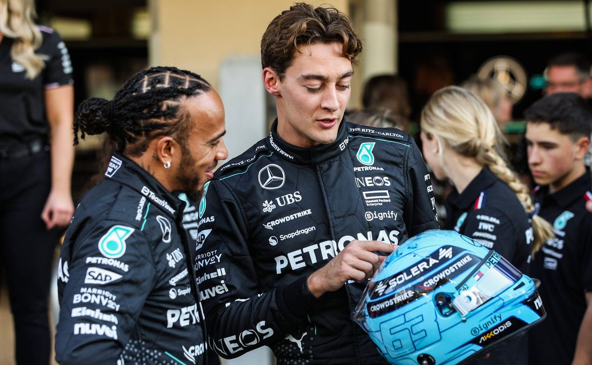 george russell exalta hamilton e destaca lições de vida na mercedes: “ele é exemplar”