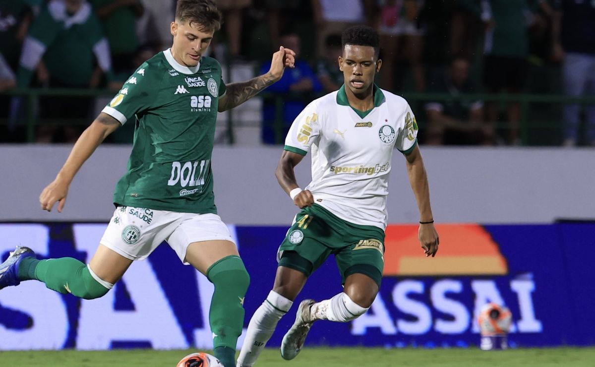 com dois gols de estêvão, palmeiras bate guarani por 4 a 1 fora de casa
