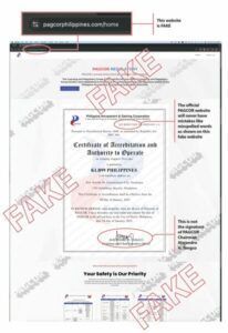 pagcor warns against fake website