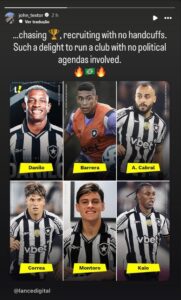 em guerra com acionistas da eagle, john textor cria empresa nas ilhas cayman para recomprar botafogo