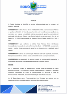 bodó suspende operações da loteria municipal