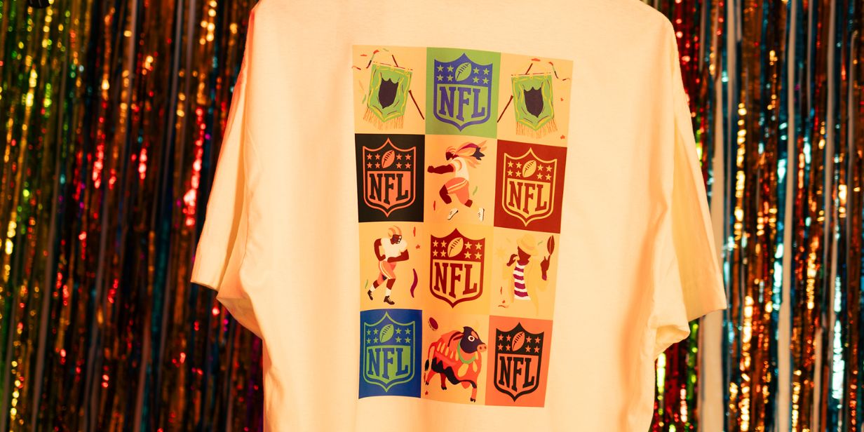 nfl une super bowl e carnaval em coleção de vestuário