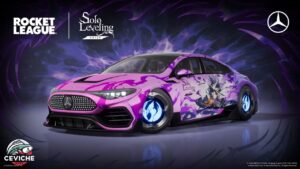 llega el bundle de solo leveling a rocket league con el mercedes benz cla y hitbox dominus