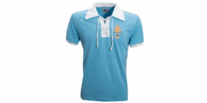 a evolução das camisas das seleções campeãs mundiais ao longo das copas do mundo: uruguai